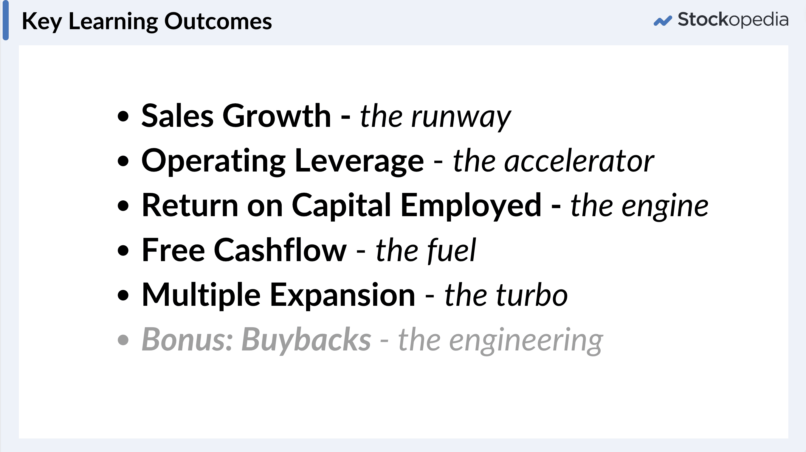 Multibaggers - Financial Engines - key learning outcomes