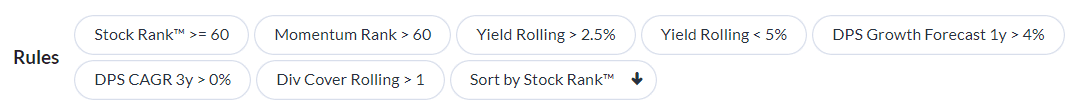 StockRanks + dividend growth screen apr24